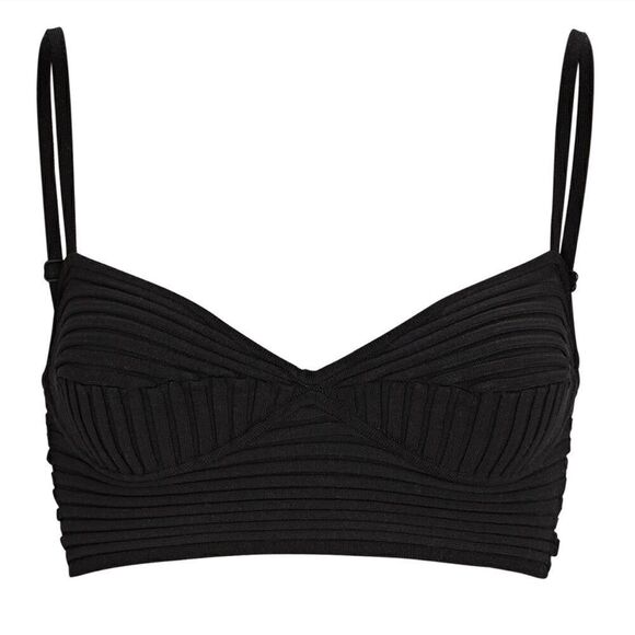 NEW Jonathan Simkhai Linden Rib Knit Bralette Black Size XS - Picture 5 of 10